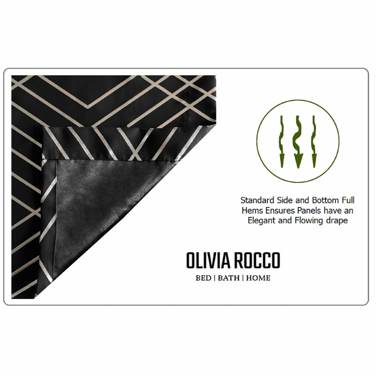 OLIVIA ROCCO Blackout Curtains with Standard Side and Bottom Full Hems for an Elegant Draping Effect