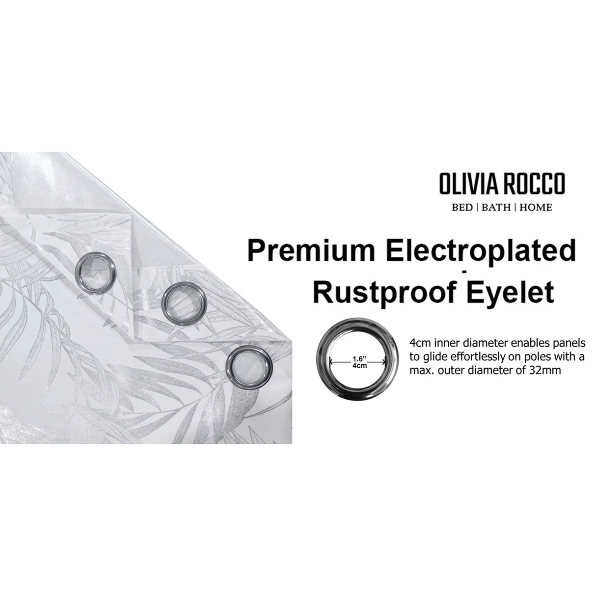 OLIVIA ROCCO Premium Electroplated Rustproof Eyelet Blackout Curtains for effortless gliding on poles