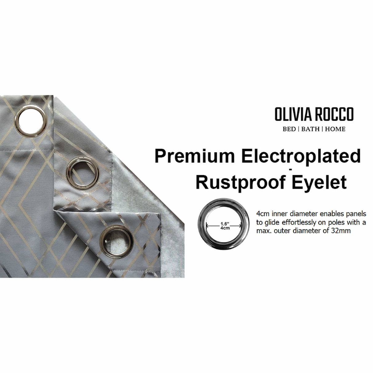 OLIVIA ROCCO Premium Electroplated Eyelet Blackout Curtains with Rustproof Feature and Elegant Design