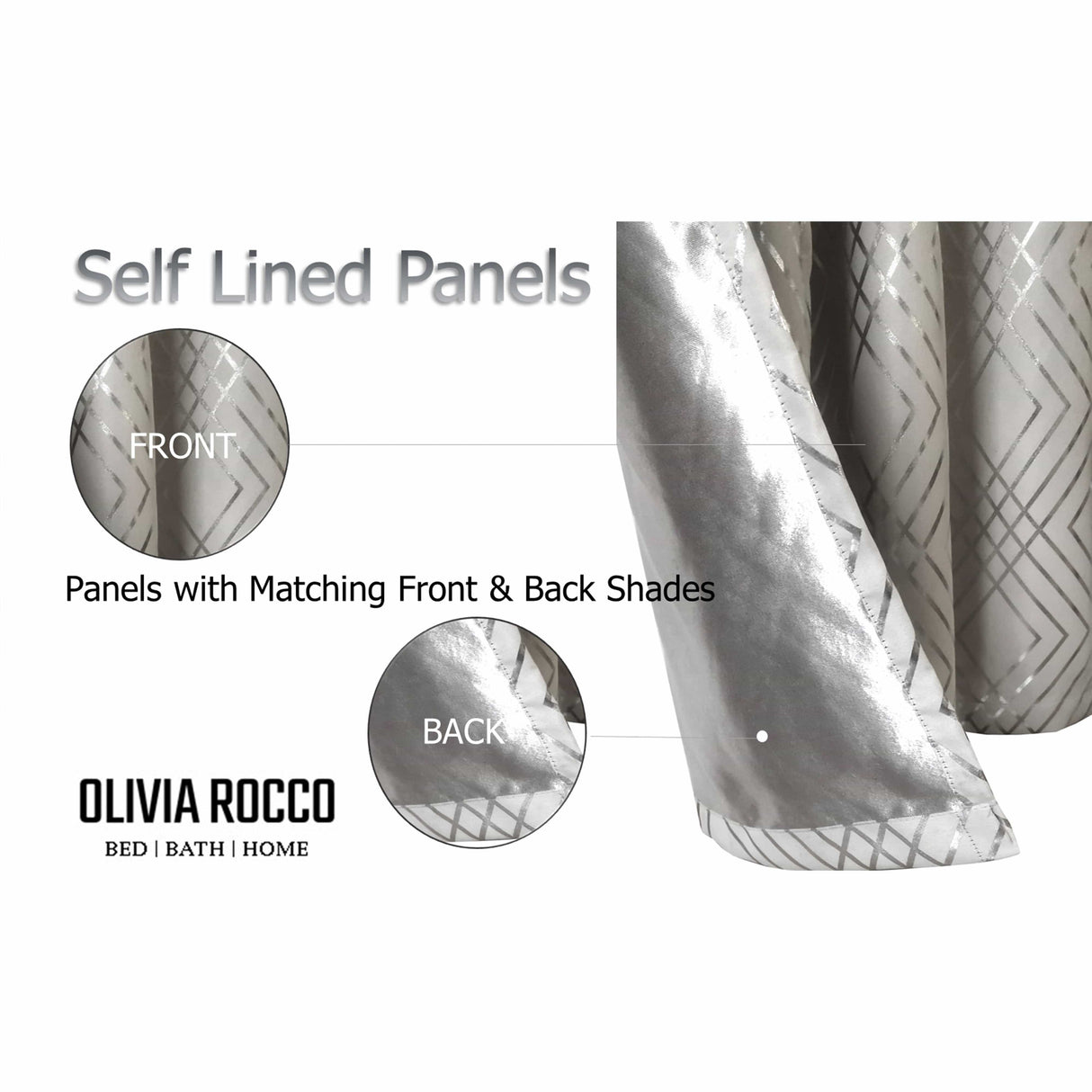 OLIVIA ROCCO Self Lined Blackout Curtains with Matching Front and Back Shades for Enhanced Light Control