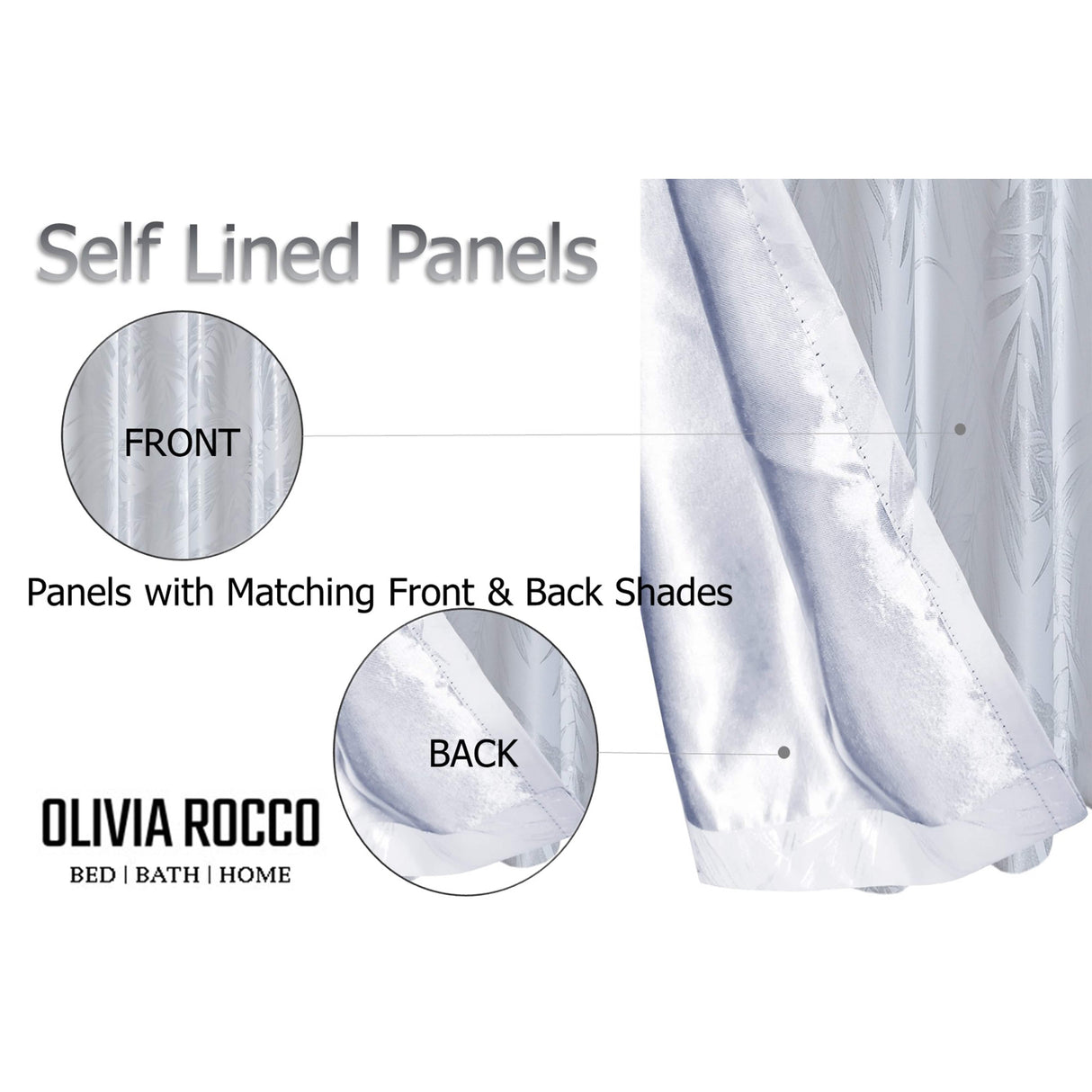 OLIVIA ROCCO Self Lined Blackout Curtains with matching front and back shades for enhanced privacy
