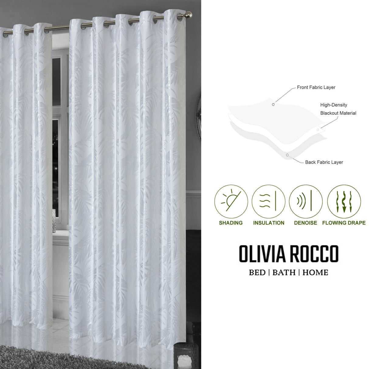 OLIVIA ROCCO Blackout Curtains with flowing drape and high-density insulation for effective light blocking