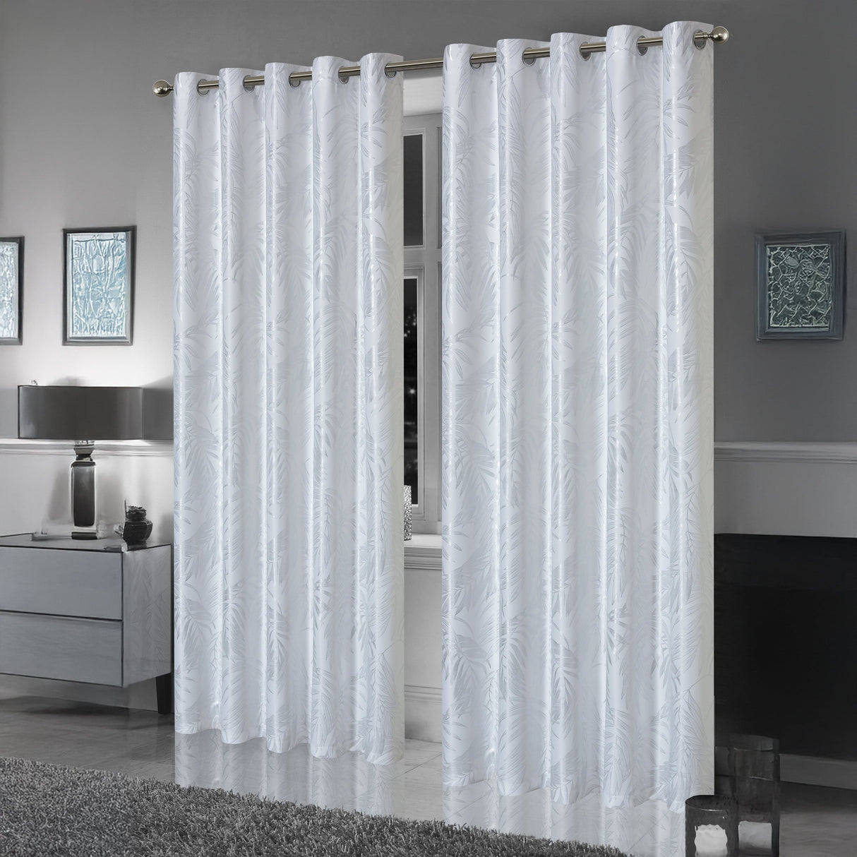 OLIVIA ROCCO White Patterned Blackout Curtains for Light Blocking and Privacy