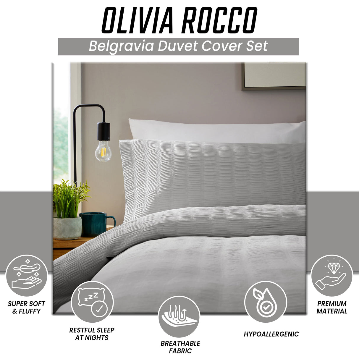 OLIVIA ROCCO Belgravia Duvet Cover Set in soft, breathable fabric for restful sleep at night