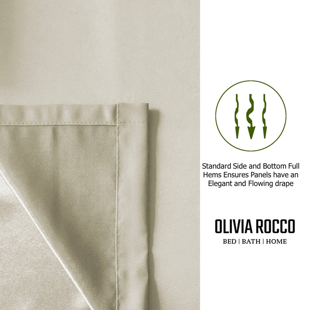 OLIVIA ROCCO Eyelet Curtains with standard side and bottom full hems for elegant flowing drape