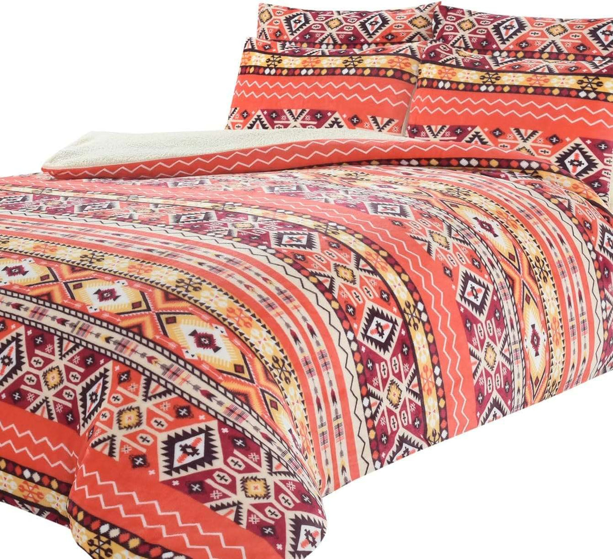OLIVIA ROCCO Fleece Duvet Set with a vibrant tribal print, perfect for a cosy bedroom makeover