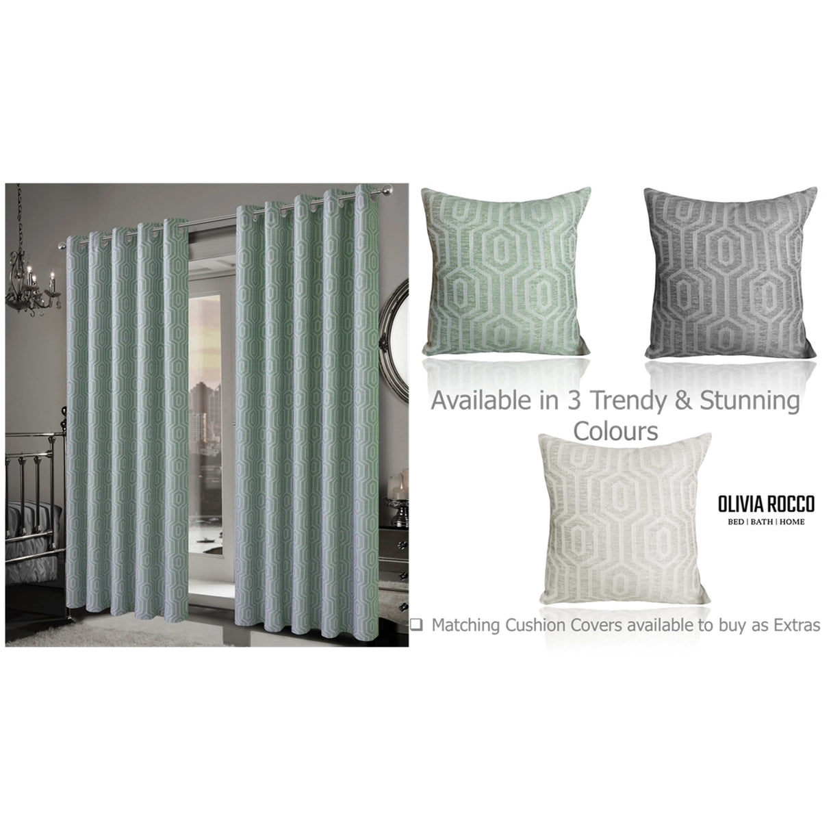 OLIVIA ROCCO Jacquard Curtains in three stylish colours for elegant home decor