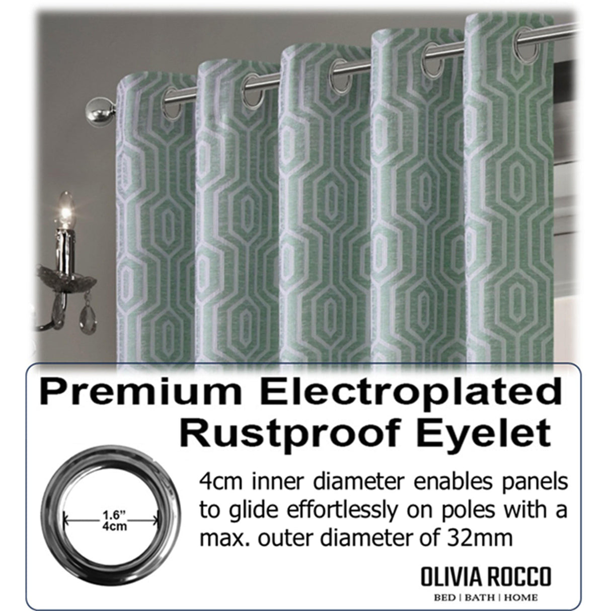 OLIVIA ROCCO Jacquard Curtains with rustproof eyelets for easy hanging and modern style