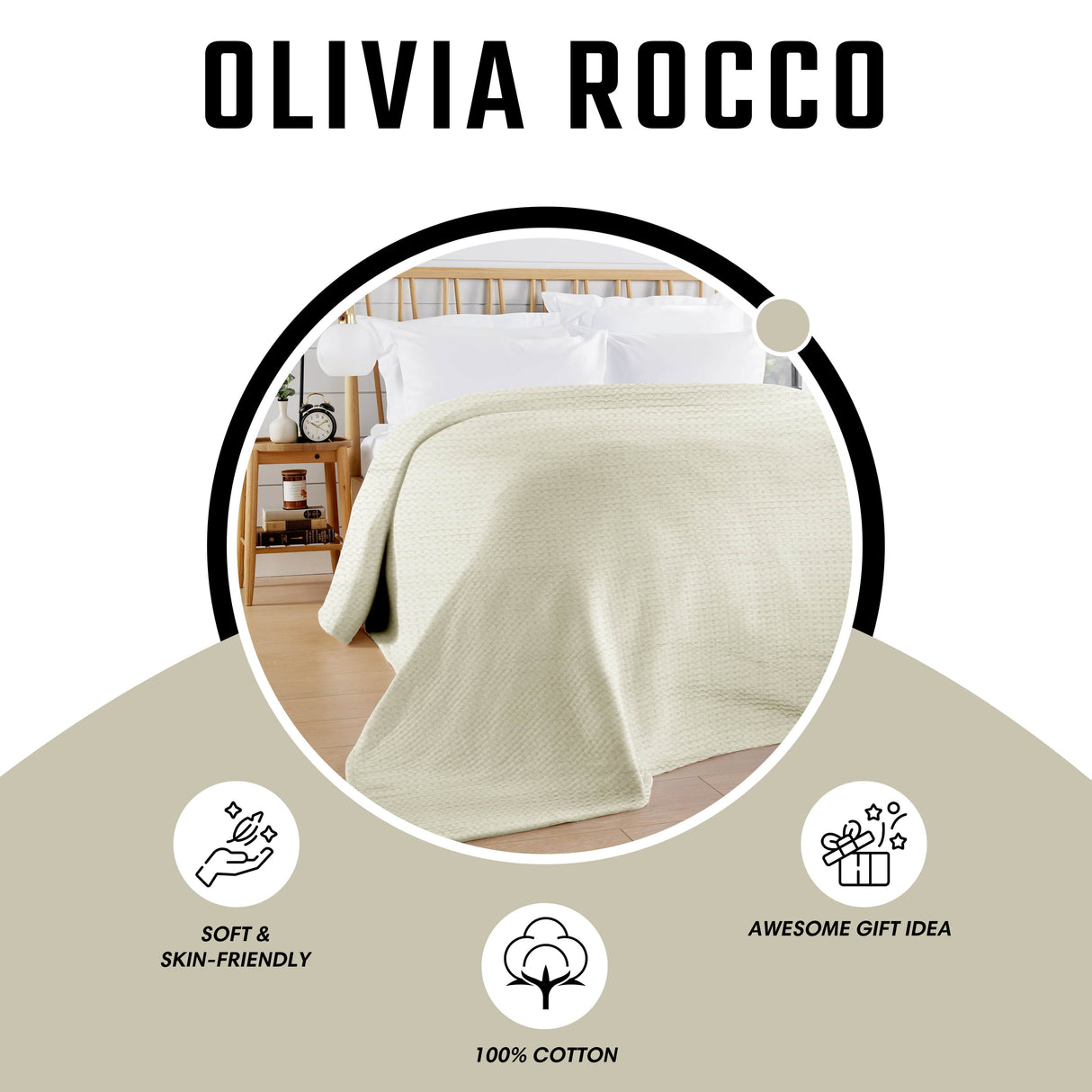 OLIVIA ROCCO Throw Blanket in soft cotton for a cozy bedroom or as an awesome gift idea