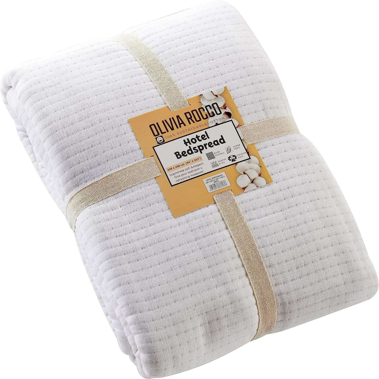 OLIVIA ROCCO Quilted Bedspread in white, soft and stylish for hotel-like comfort at home