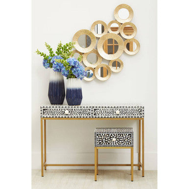 Pair of Orsina Ombre Vases in Navy and White with Elegant Floral Arrangement on Decorative Console Table