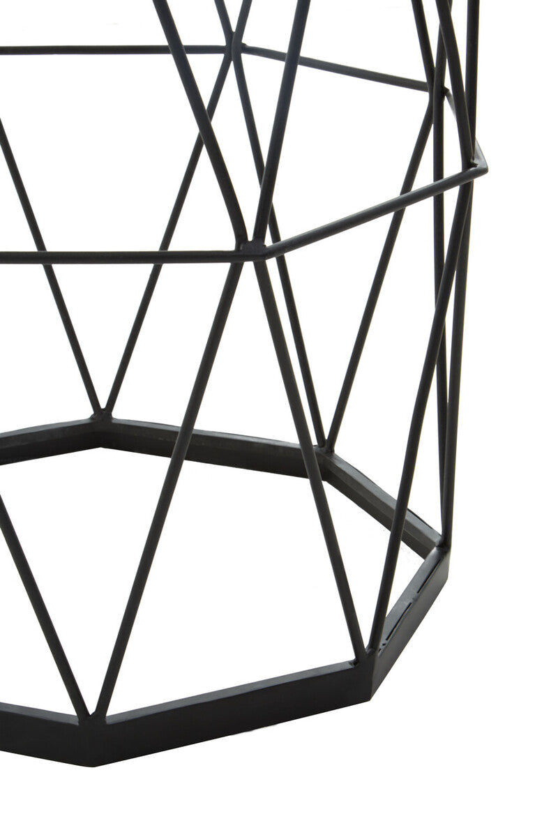 Orsina Geometric Metal Side Table with an Elegant Black Wire Design