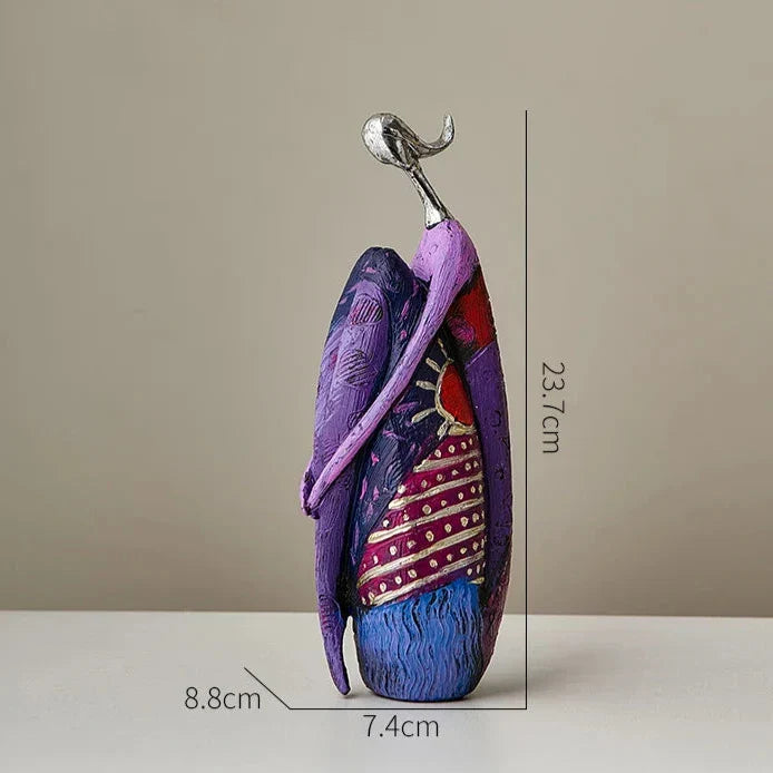 Colourful Nisu Home Ornament in Purple and Blue, 23.7cm Tall, Unique Decorative Figure