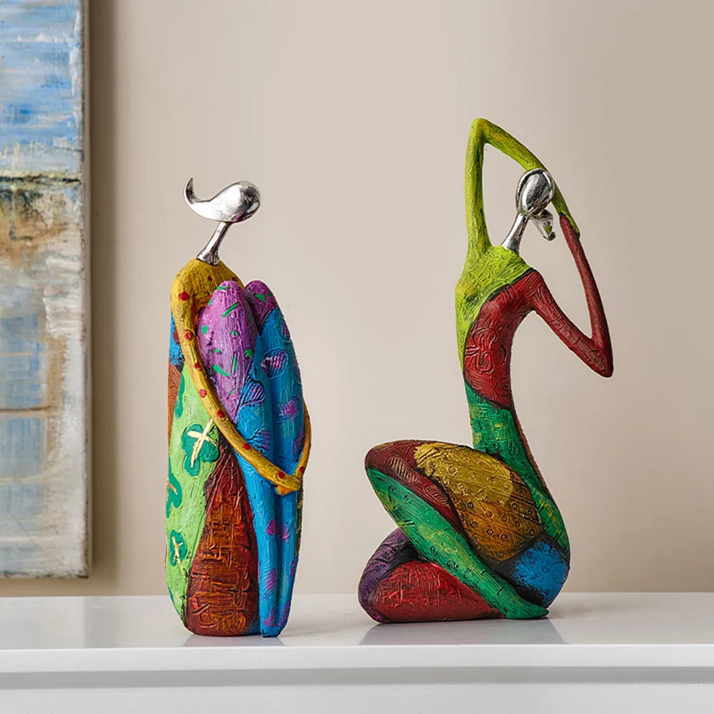 Nisu Home Colourful Abstract Figurine Ornament Set for Decorative Home Accents