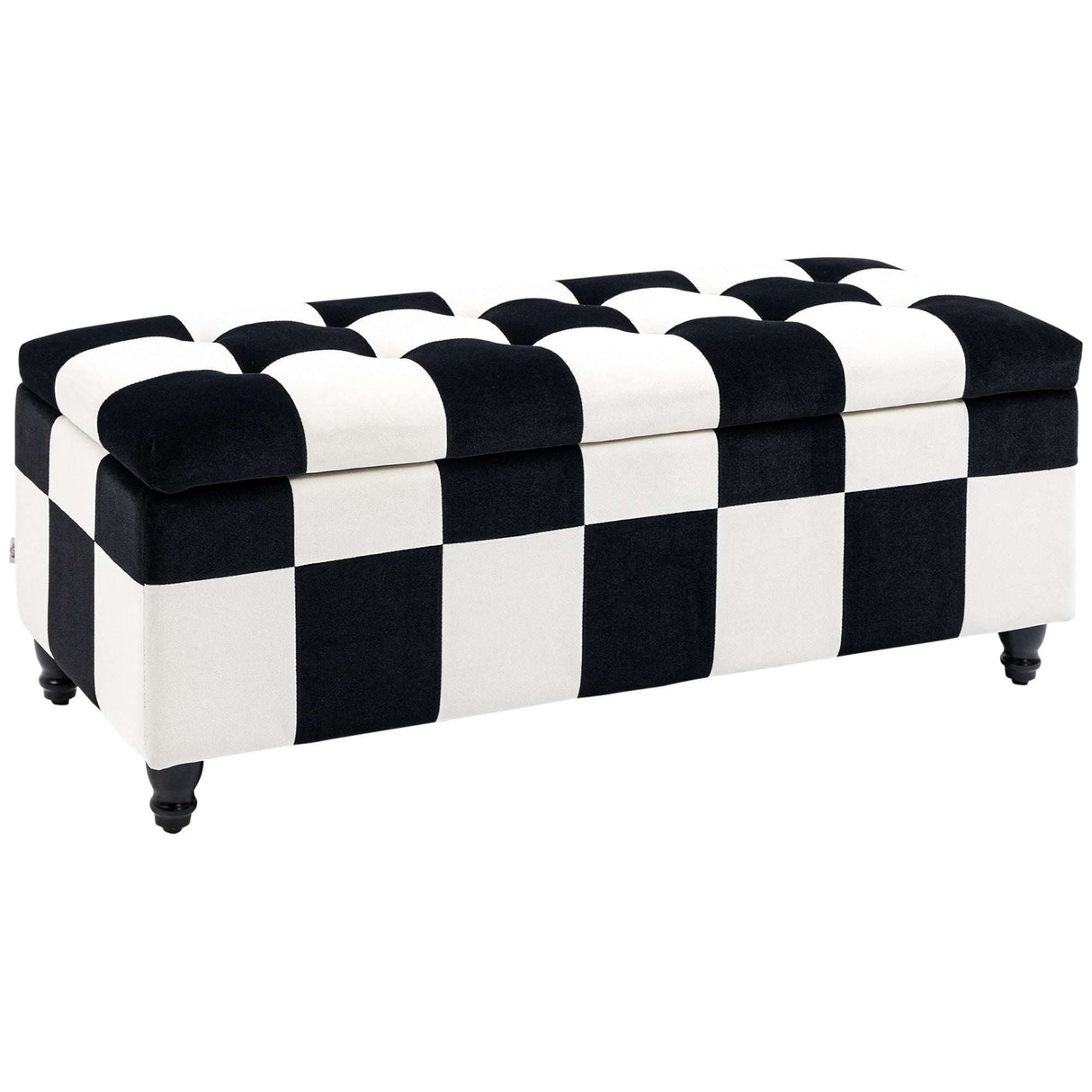 Wise Galleria Ottoman in Black and White Checkerboard Design with Plush Cushioning