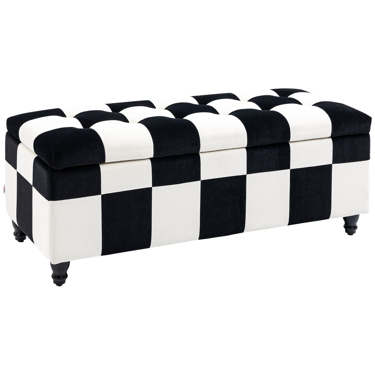 Wise Galleria Ottoman in Black and White Checkerboard Design with Plush Cushioning