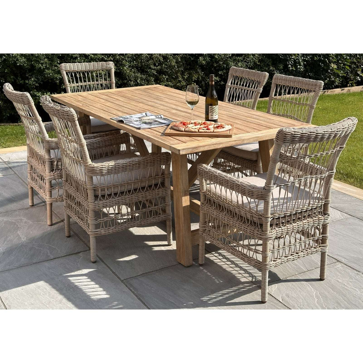 Provence Collection Large Outdoor Dining Table BROWN WOOD Shades 4 Seasons