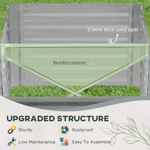 Raised Beds for Garden Galvanised Steel Outdoor Planters with Reinforced Rods Outsunny