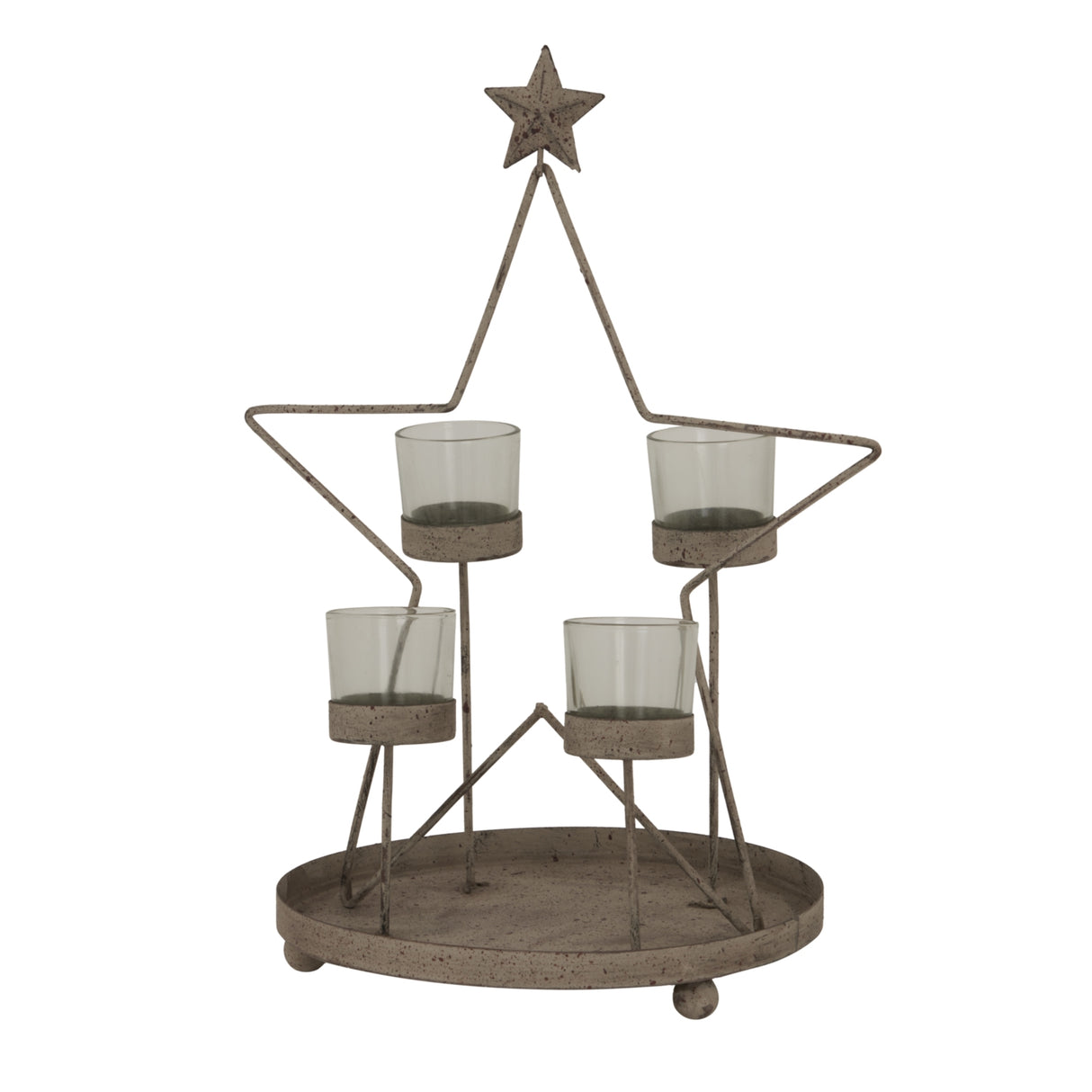 Outline Star Candle Holder with Four Glass Votives for a Charming Christmas Decor