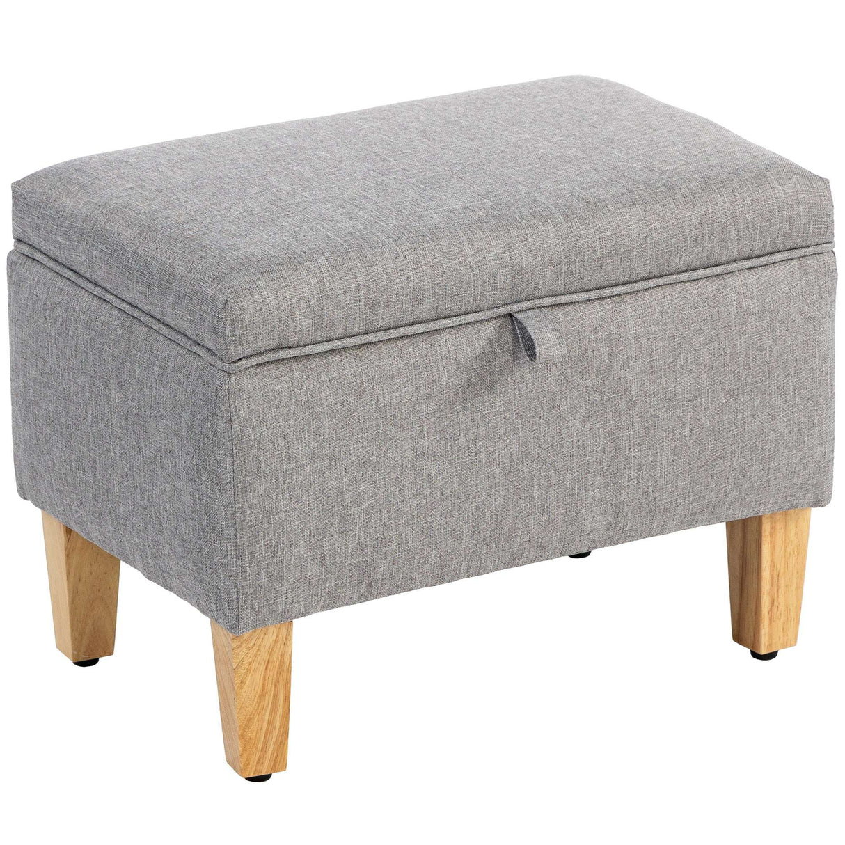 Wise Galleria Padded Footstool with Grey Fabric Upholstery and Wooden Legs for Stylish Comfort