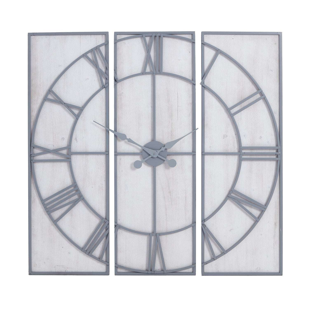 Shades 4 Seasons Panelled Wall Clock with Roman Numerals SILVER METAL Shades 4 Seasons
