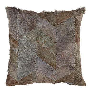 Orsina Patchwork Cushion in muted tones featuring a stylish chevron pattern