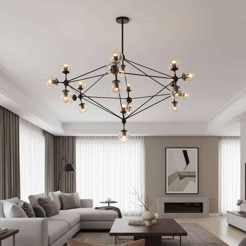 Abira Matte Black 21 Arm Pendant Lamp Orsina