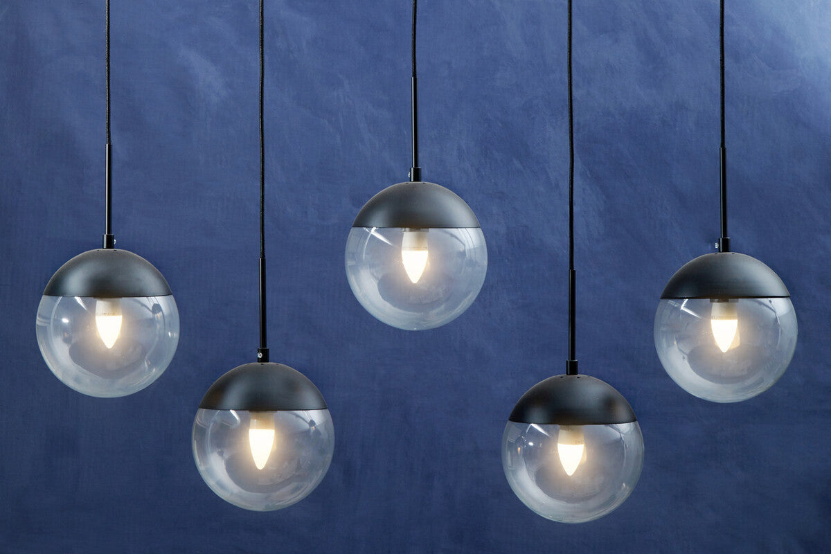 Orsina Pendant Light featuring five glass globe designs for modern home decor