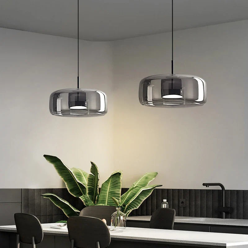 Nisu Home Stylish Pendant Light in Clear Glass for Contemporary Kitchen Decor