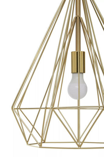 Orsina Pendant Light in Geometric Gold Design with an Exposed Bulb for Modern Interiors