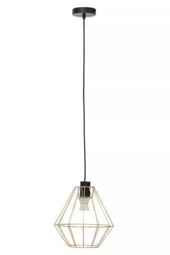 Orsina Pendant Light with geometric gold cage design for modern interiors