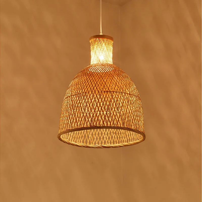 Nisu Home Pendant Light in Woven Wicker Design for Bohemian Interior Decor