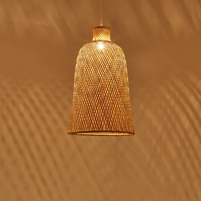 Natural Woven Pendant Light by Nisu Home, creating beautiful patterns on surrounding walls