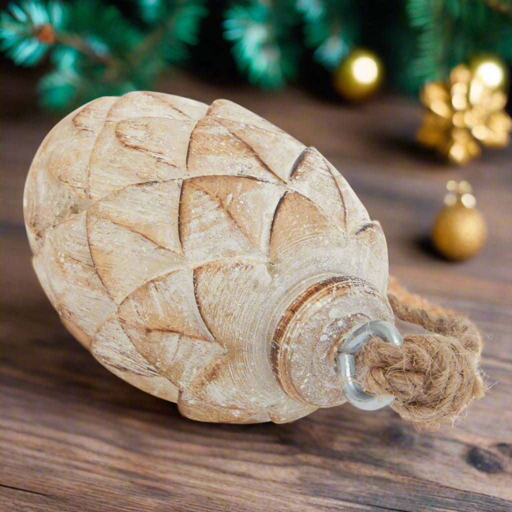 Antique White Wash Small Pine Cone Bauble Shades 4 Seasons