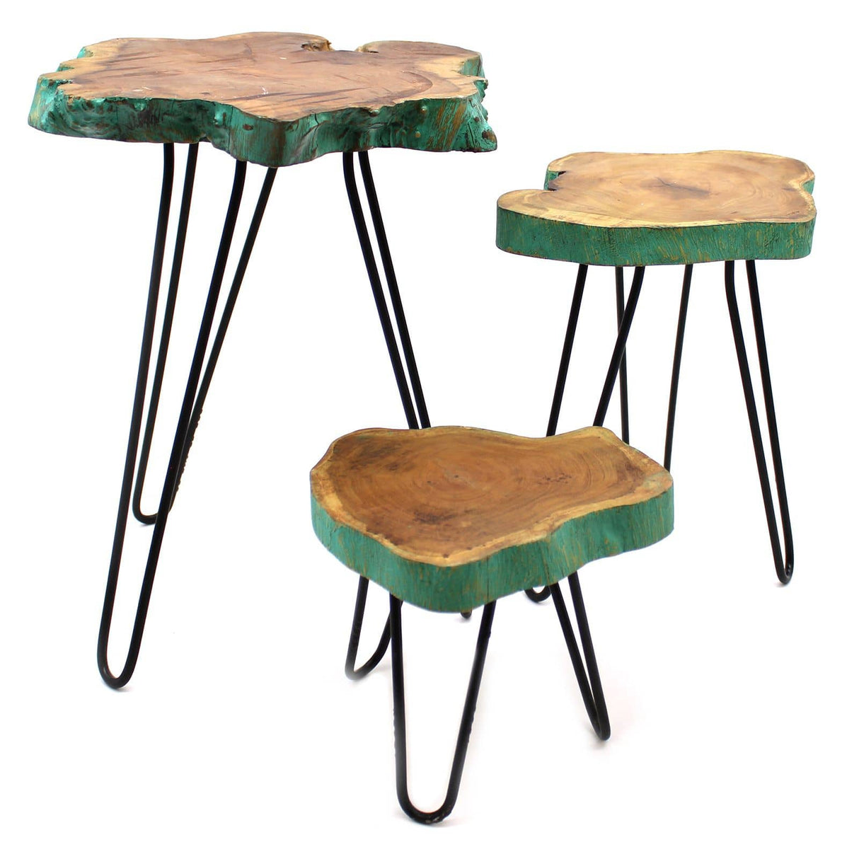 Set of 3 Gamal Wood Plant Stands - Greenwash AW Dropship UK