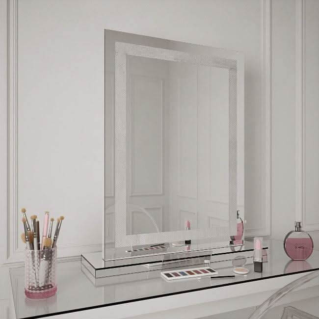 Elegant Hollywood Pro Mirror with LED Lights, perfect for makeup and grooming in stylish vanity setup