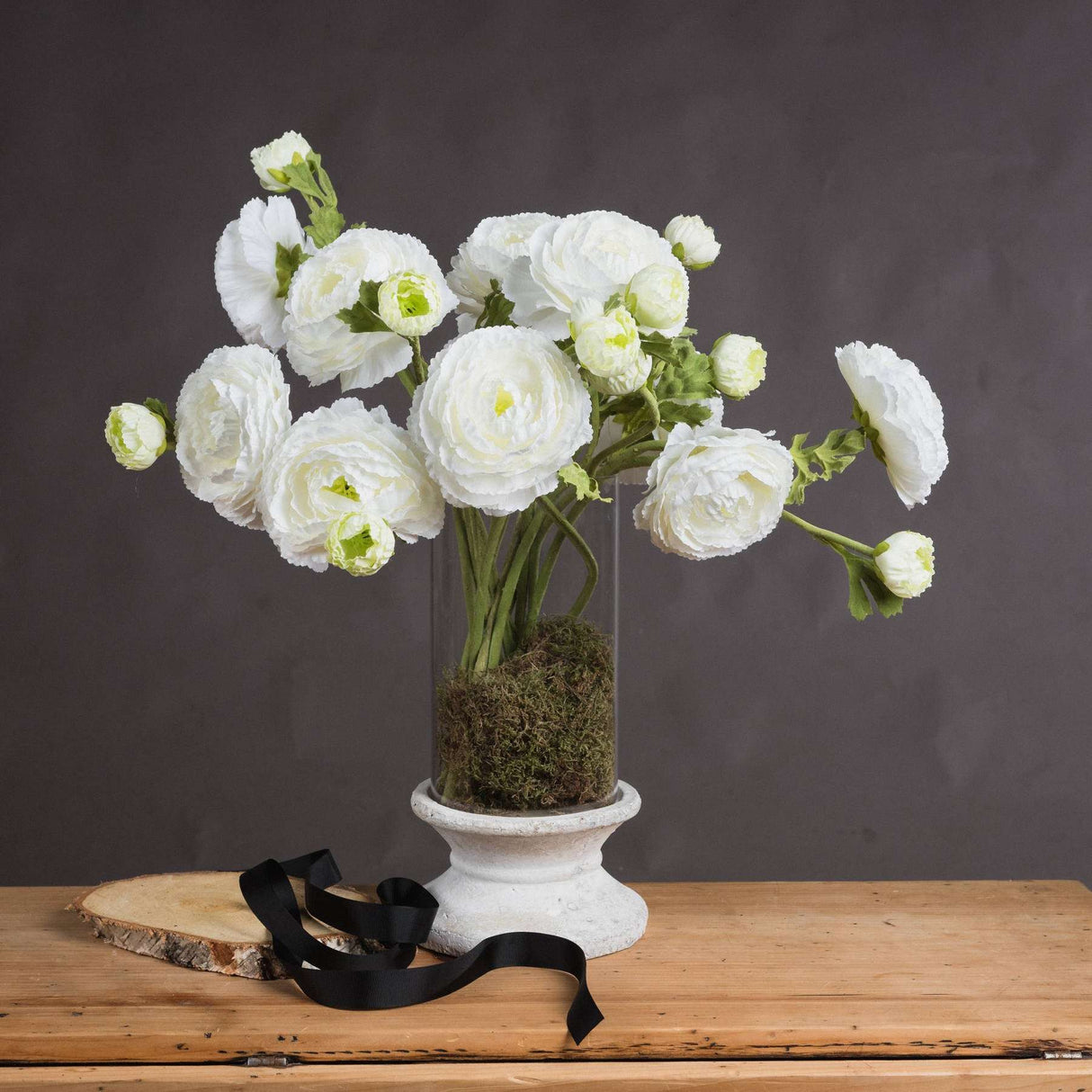 Shades 4 Seasons White Ranunculus Spray - Elegant Spring Stem WHITE PLASTIC Shades 4 Seasons