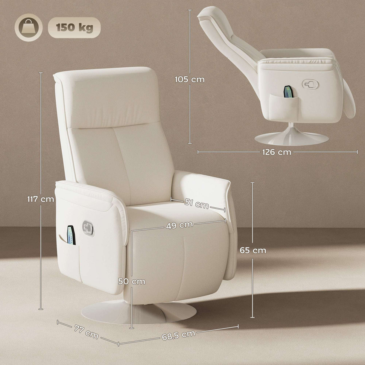 Wise Galleria Recliner Armchair in white with sleek design and ergonomic features for ultimate comfort