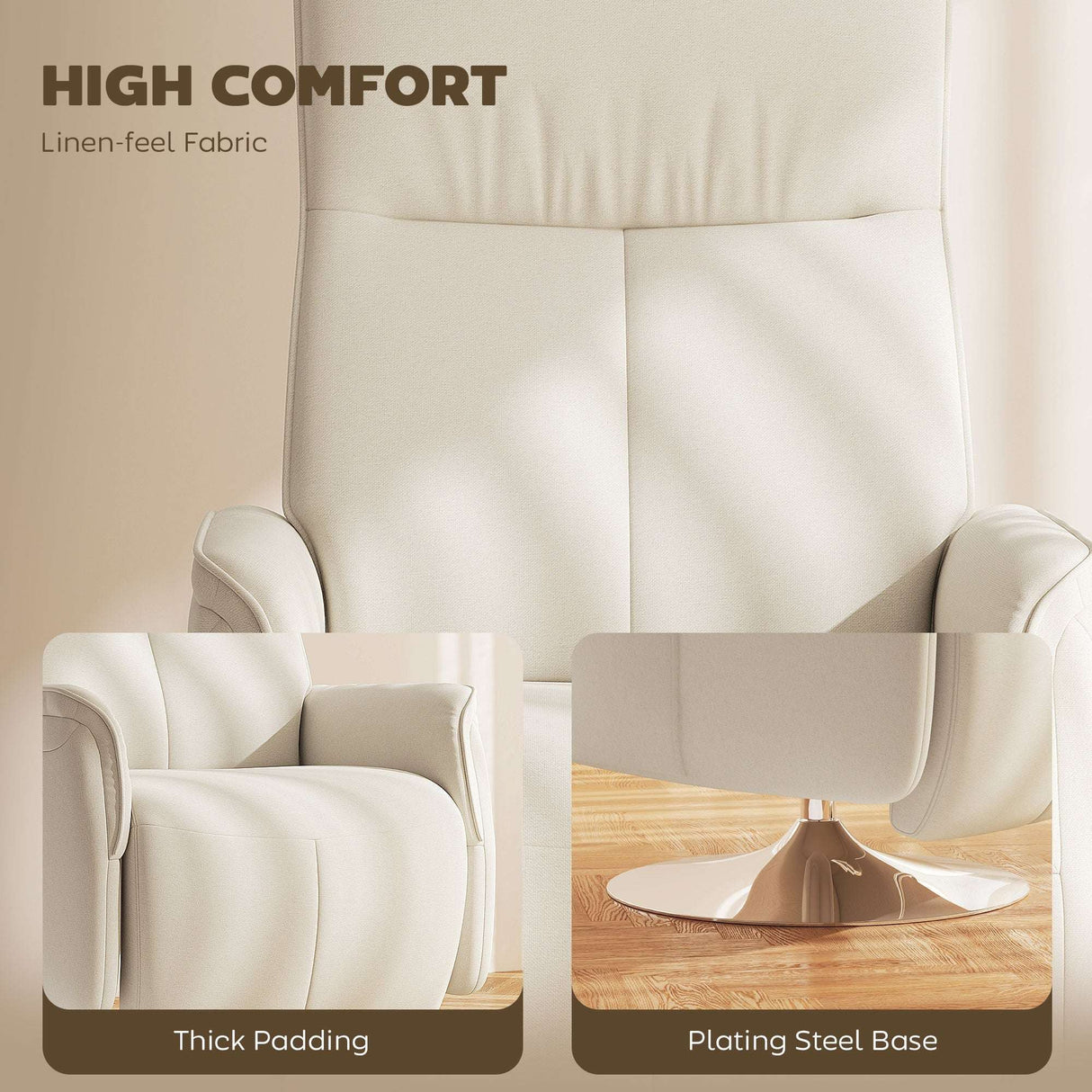 Wise Galleria Recliner Armchair with thick padding and a stylish plating steel base for comfort