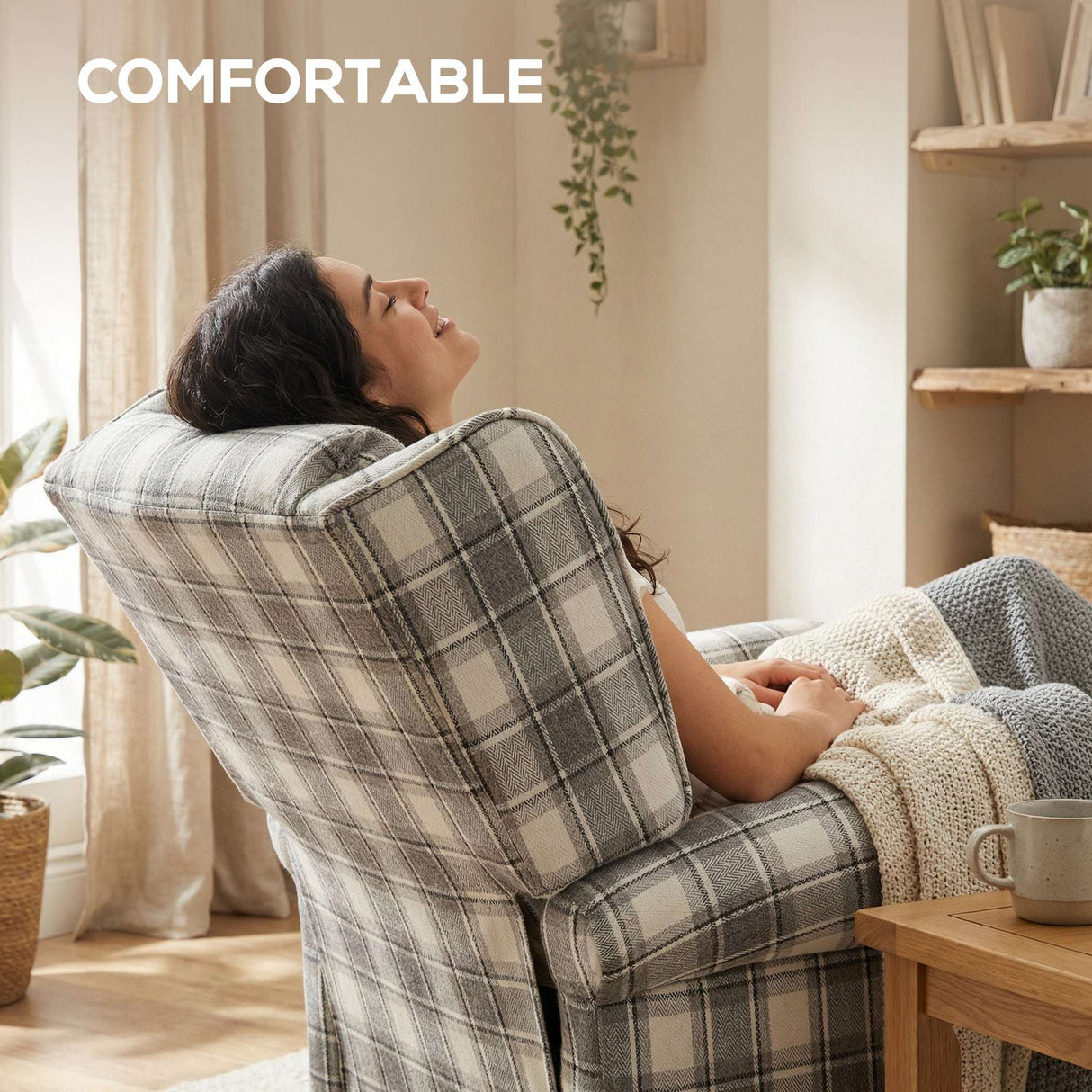 Wise Galleria Reclining Armchair in a stylish checkered pattern, perfect for relaxation and comfort