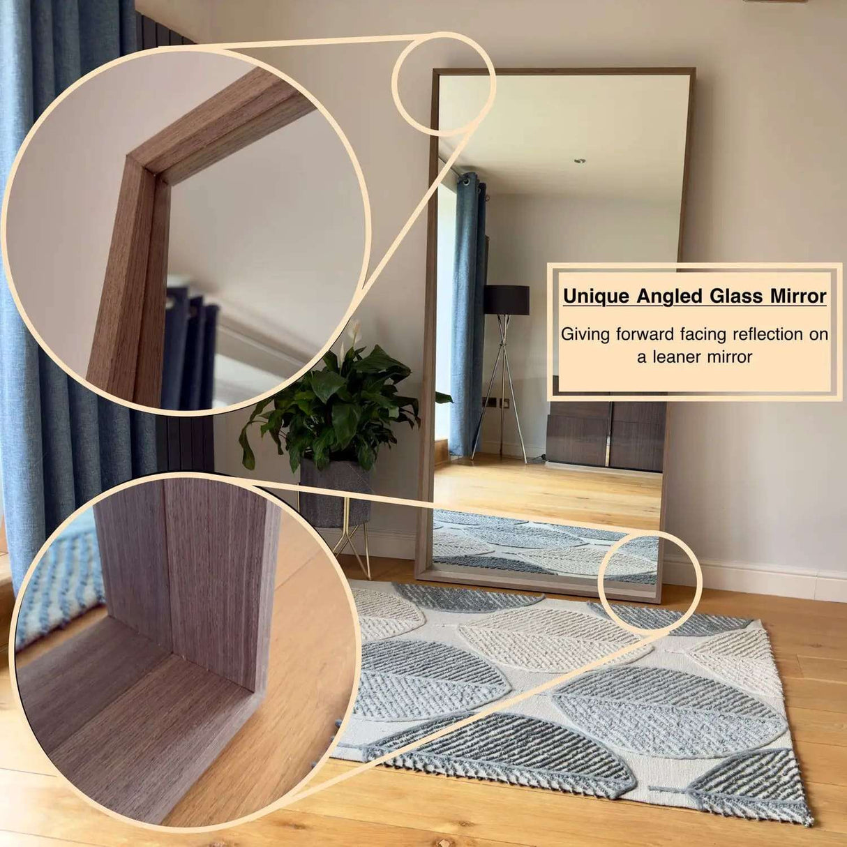 Jobu Home Rectangle Mirror with Unique Angled Glass Design for Modern Interiors