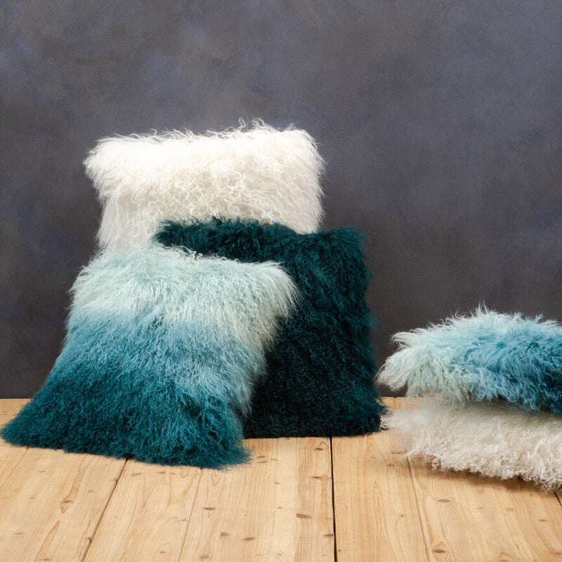 Orsina Rectangular Cushion in teal and white fluffy texture for stylish home decor