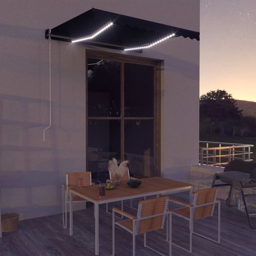 vidaXL Manual Retractable Awning with LEDs Burgundy 400x300 cm vidaXL