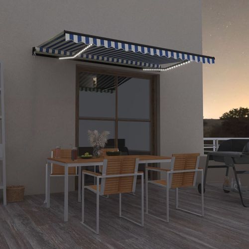 vidaXL Manual Retractable Awning with LEDs Burgundy 400x300 cm vidaXL