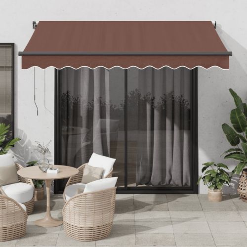 vidaXL Automatic Retractable Awning with LEDs Burgundy 300x250 cm vidaXL