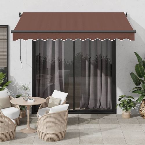 vidaXL Automatic Retractable Awning with LEDs Burgundy 300x250 cm vidaXL