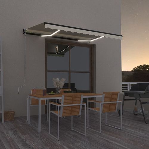 vidaXL Manual Retractable Awning with LEDs Burgundy 400x300 cm vidaXL