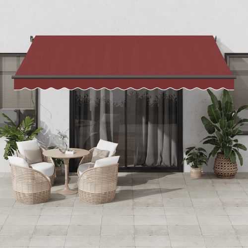 vidaXL Automatic Retractable Awning with LEDs Burgundy 300x250 cm vidaXL