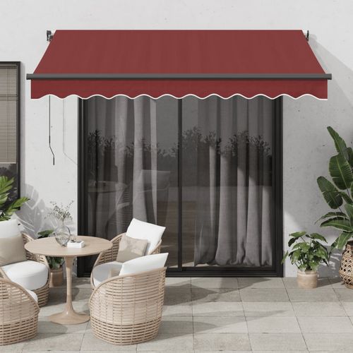 vidaXL Automatic Retractable Awning with LEDs Burgundy 300x250 cm vidaXL