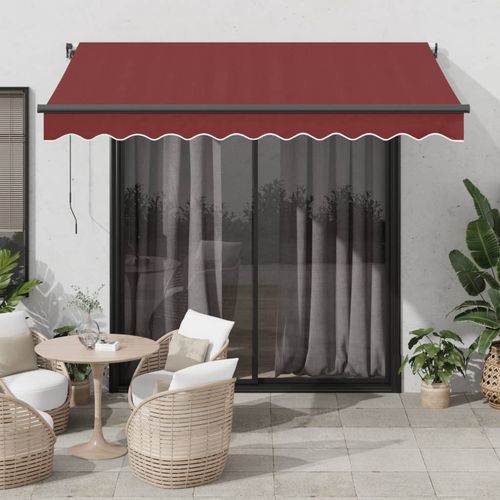 vidaXL Automatic Retractable Awning with LEDs Burgundy 300x250 cm vidaXL